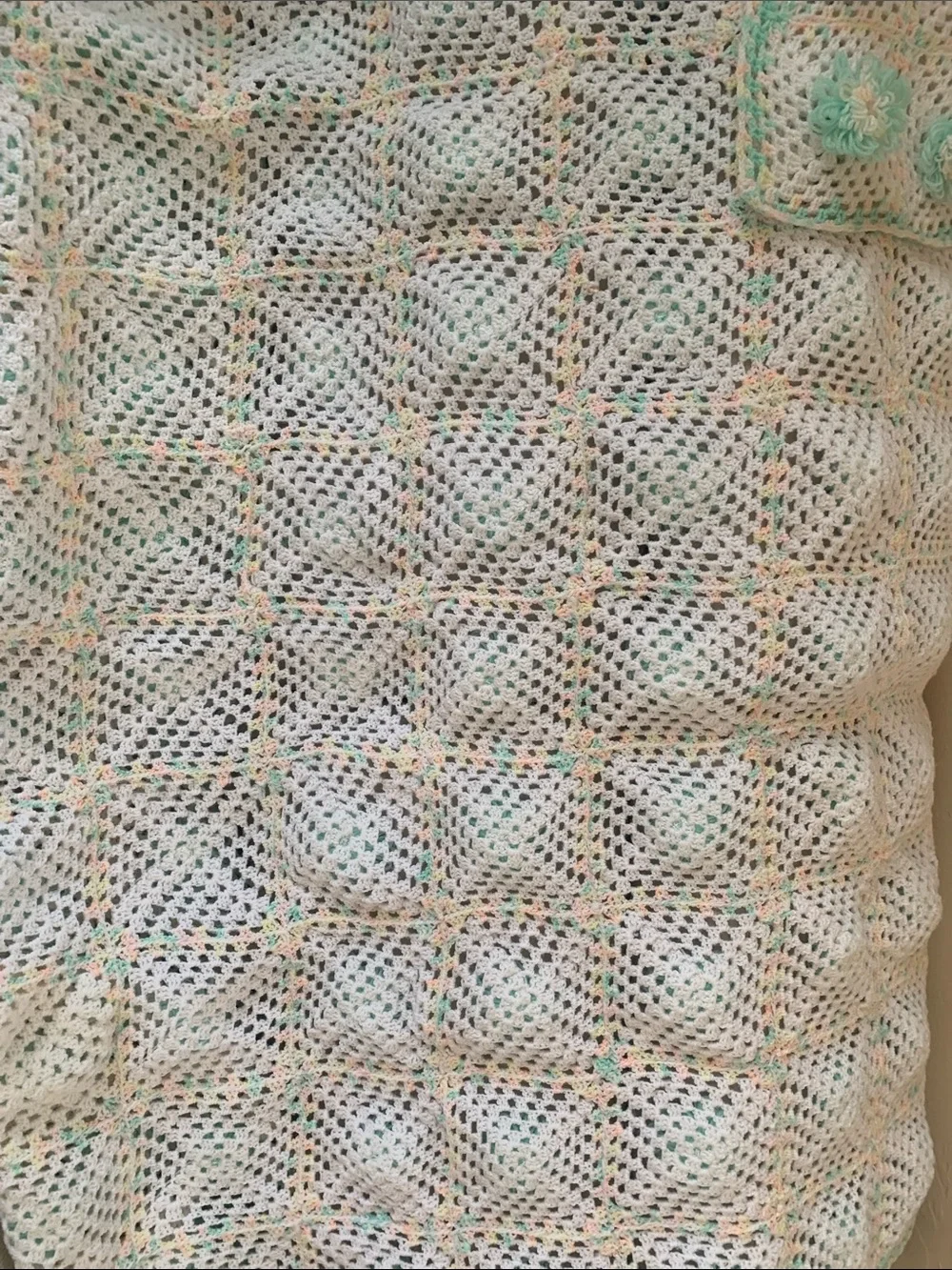 Handcrafted Crocheted Blanket Afghan Throw 44” x 48”